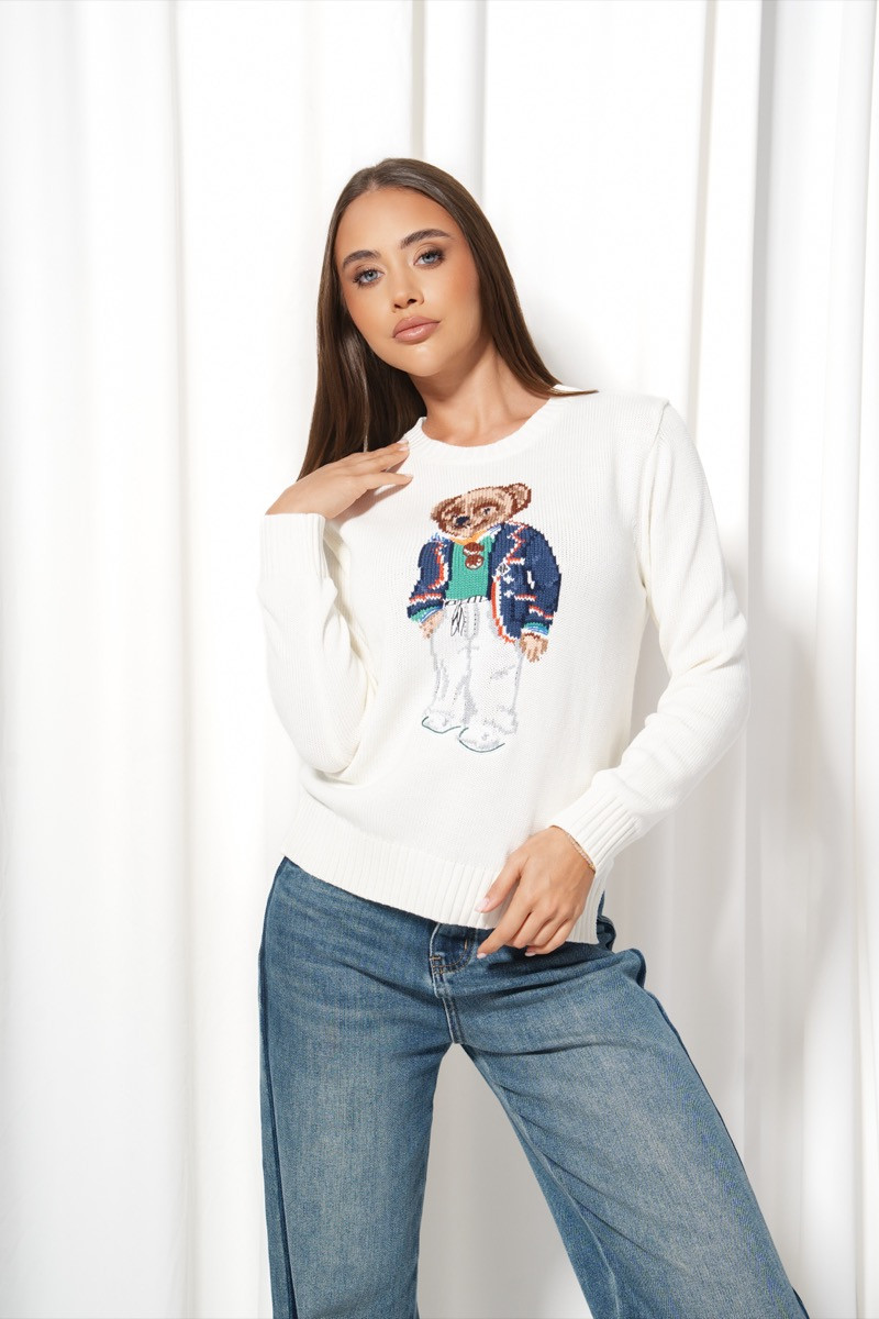 Пуловер teddy knit white